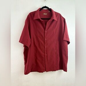 Cafe Luna Mens 2XL Short Sleeve Button Down Maroon Red Casual Shirt